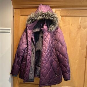 Free Country Women's Plum Puffer Jacket with Faux Fur Hood